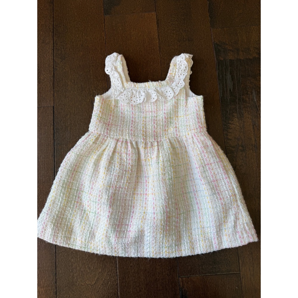 Janie and Jack Baby Girls Tweed Dress with Lace Collar 12-18 months sleeveless - Picture 1 of 6